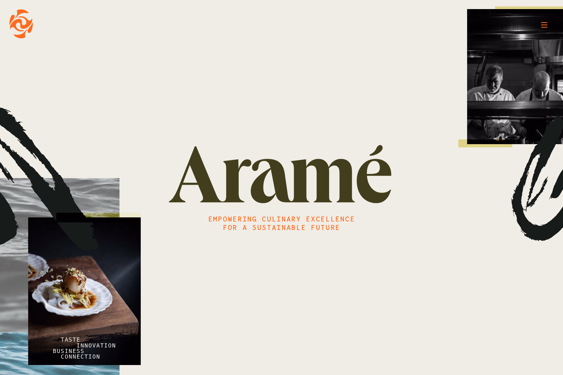Aramé Culinary homepage introducing sustainable culinary solutions