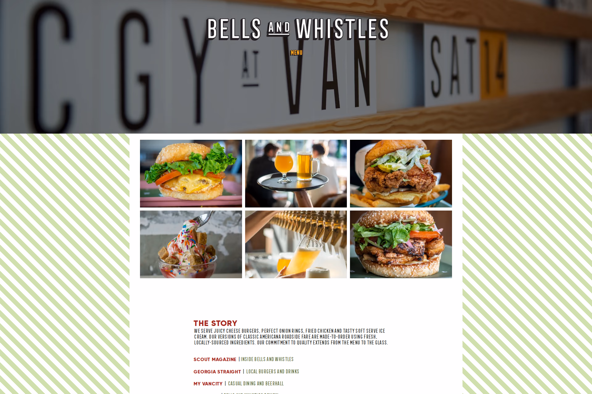 Bells and Whistles homepage for the Fraser Street beer hall