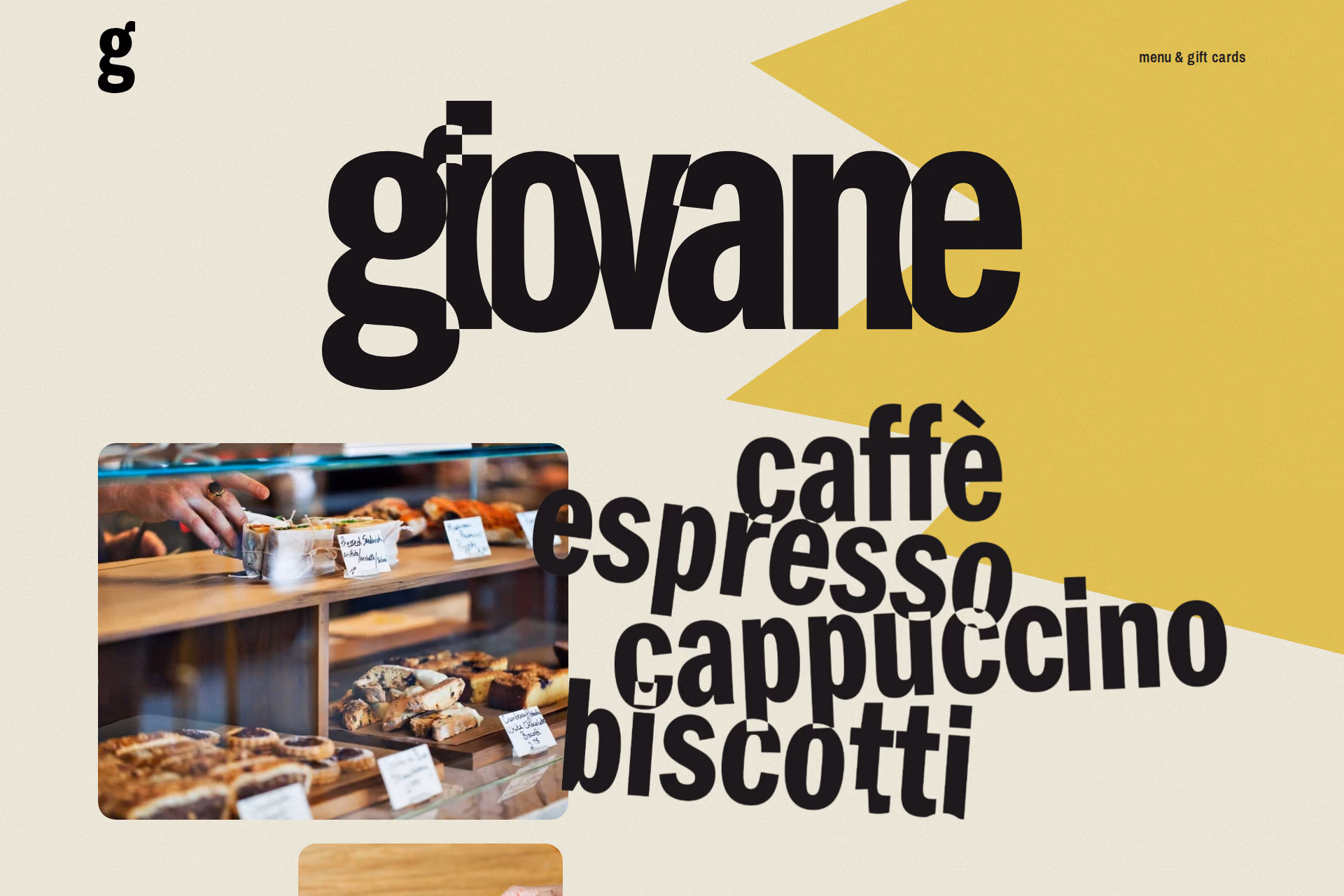 Giovane Caffè homepage for the Italian café at Fairmont Pacific Rim