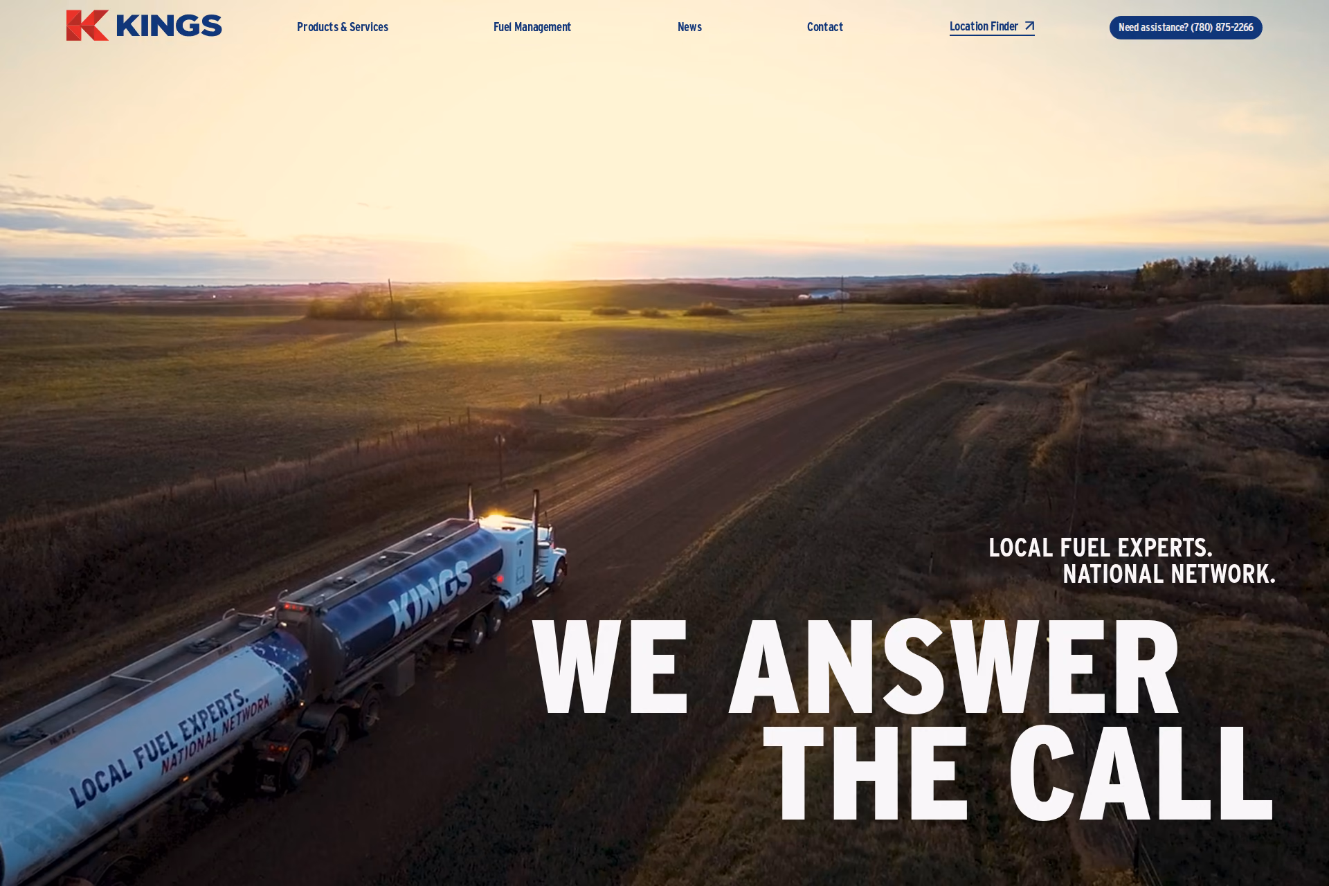 Kings Energy Group homepage with the tagline 'We answer the call'