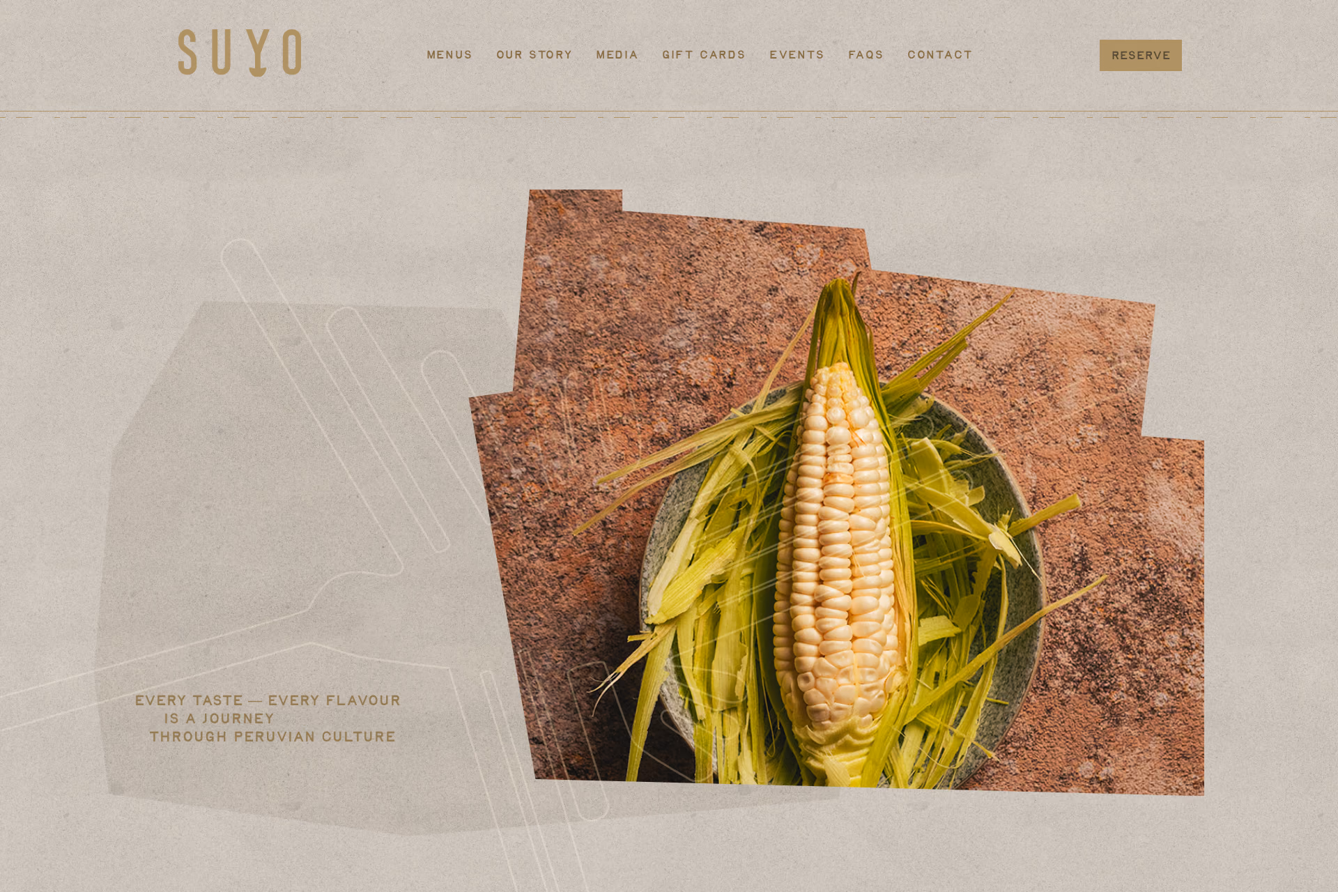 SUYO Modern Peruvian homepage with rich, colourful Peruvian imagery