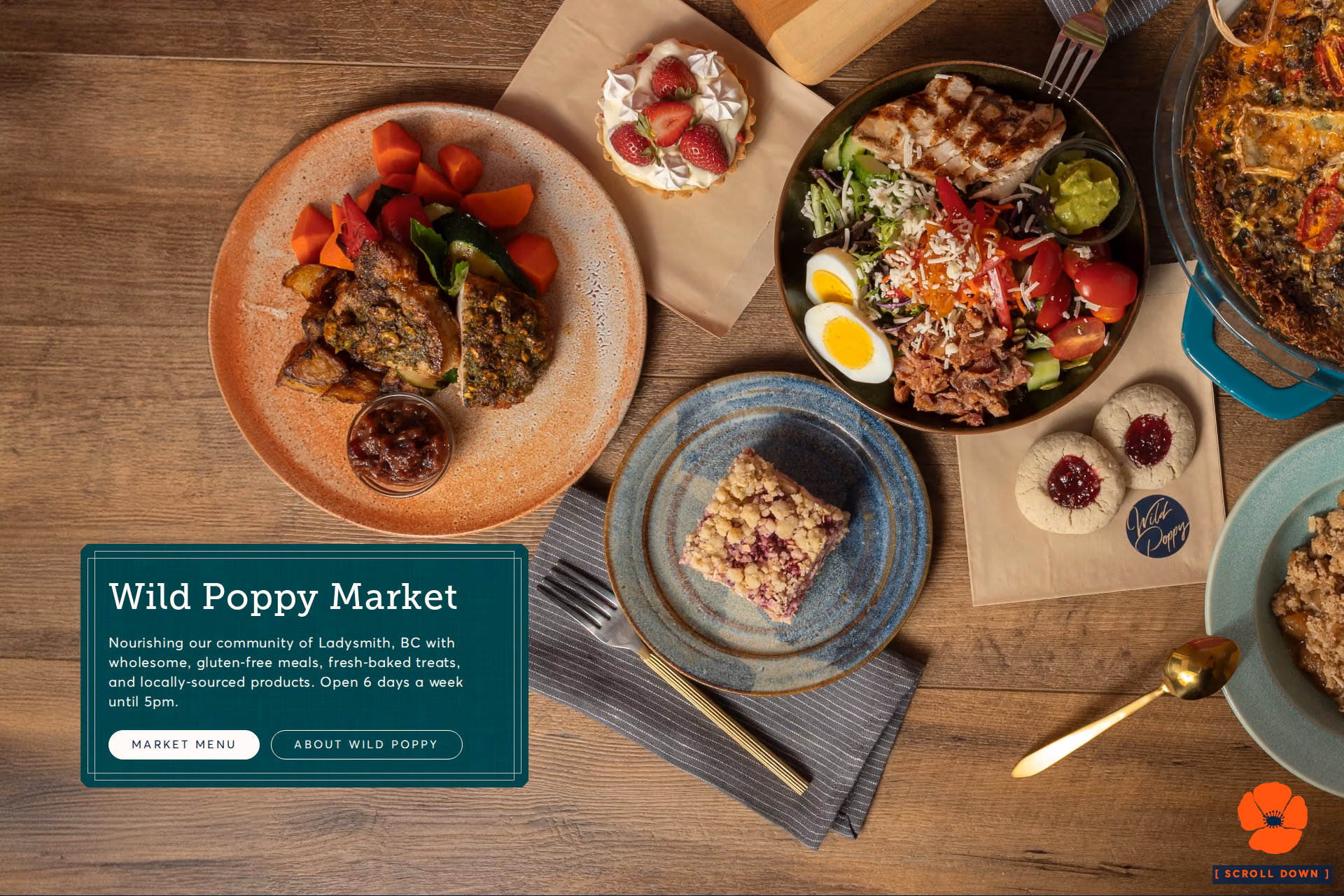 Wild Poppy Market homepage showing fresh gluten-free baking